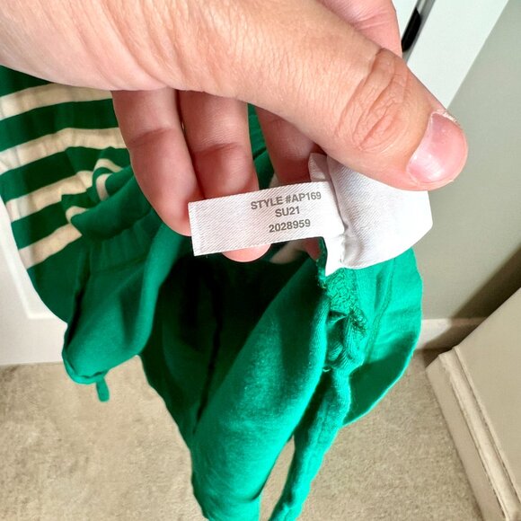 J. Crew Breton Stripe T-Shirt Midi Dress in Kelly Green Cotton Lightweight Sz M - Picture 6 of 7